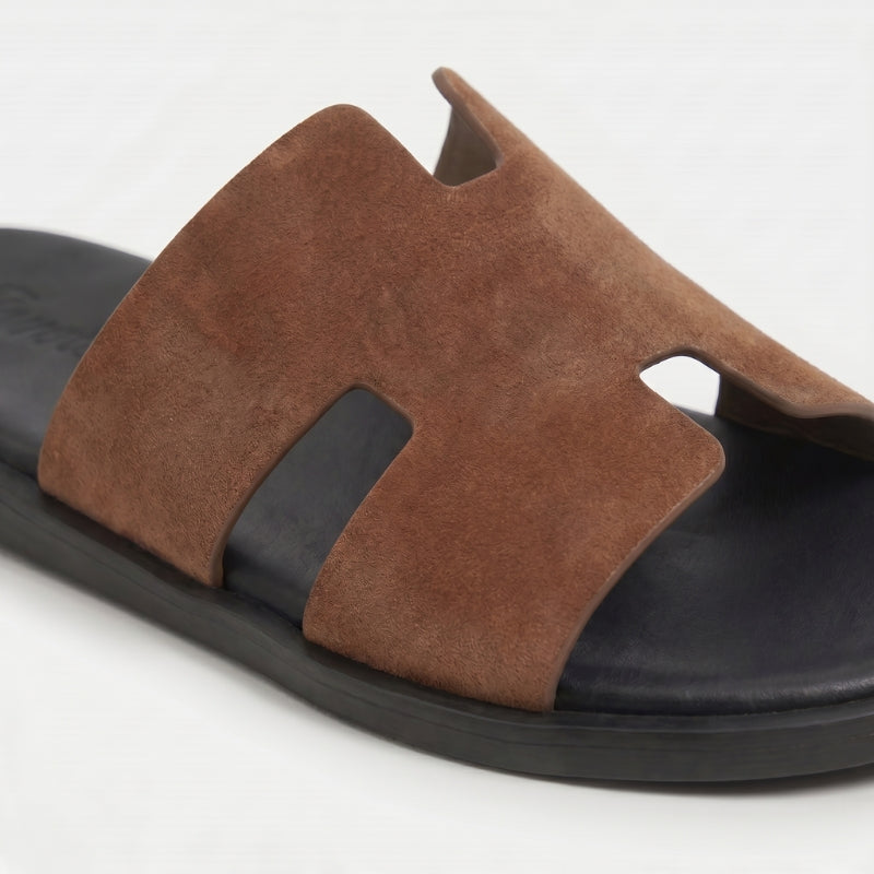 Amalfi Slide Suede Cognac Brown