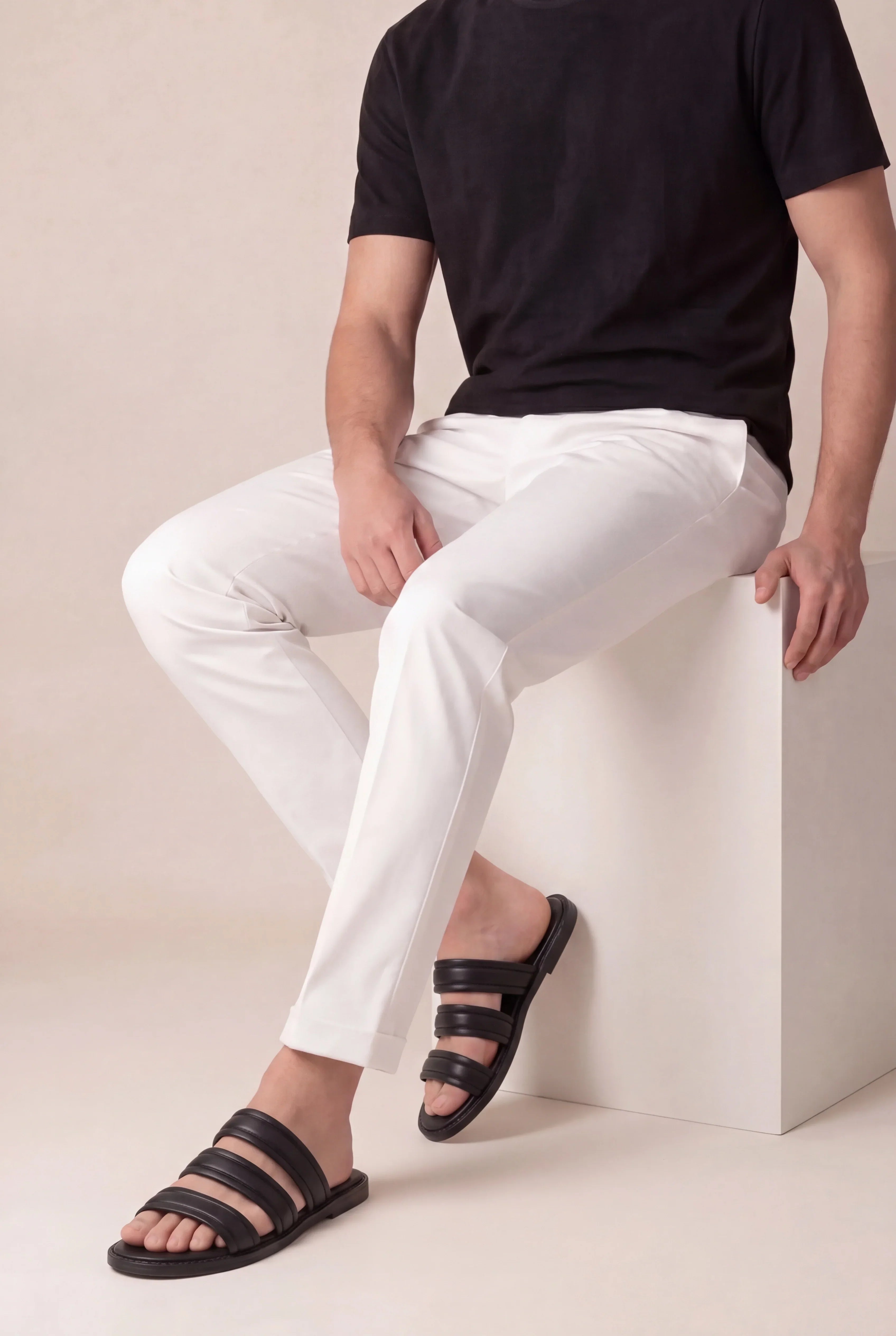 Black Urban Sandal Calf Leather