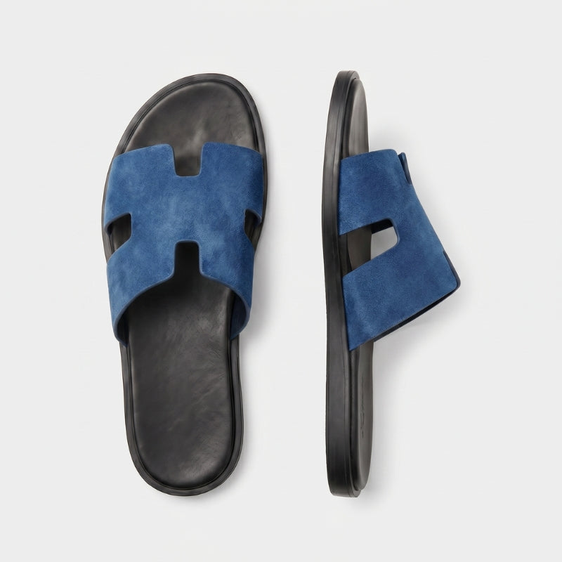 Amalfi Slide Suede Denim Blue