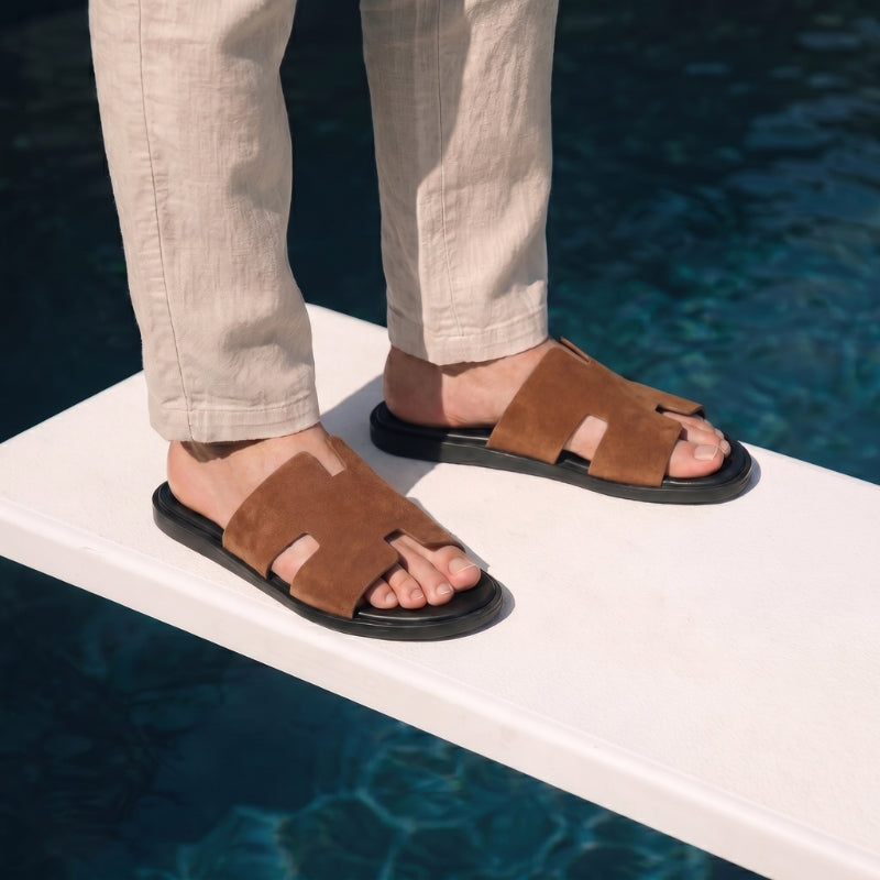 Amalfi Slide Suede Cognac Brown
