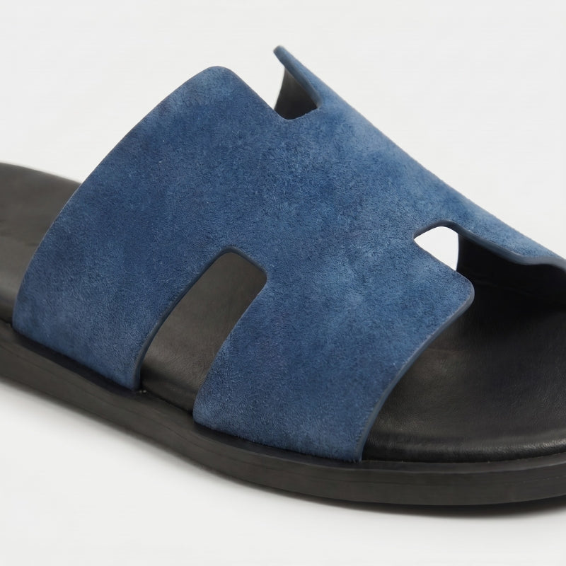 Amalfi Slide Suede Denim Blue