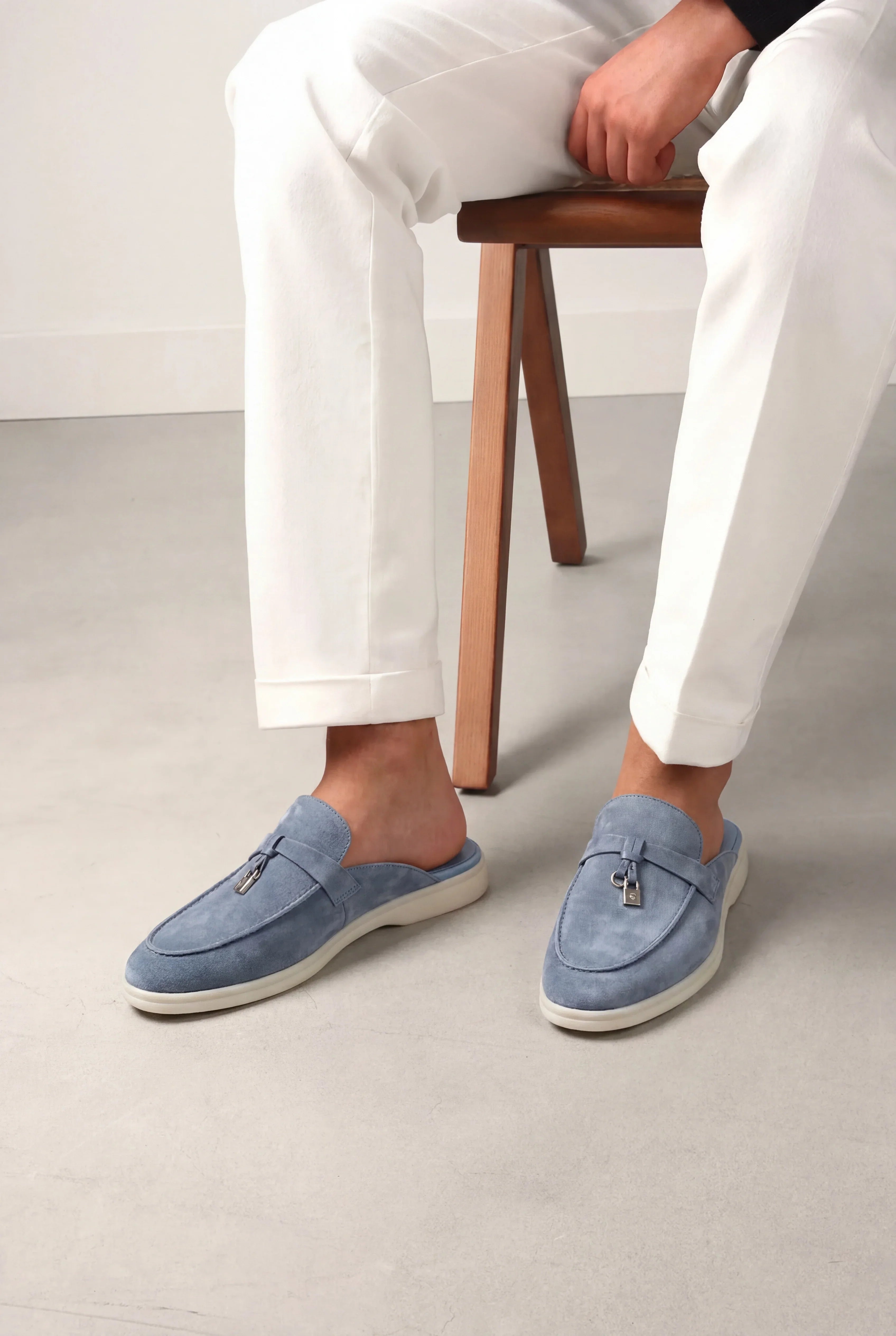 Suède Blue Grey Explorer Mule